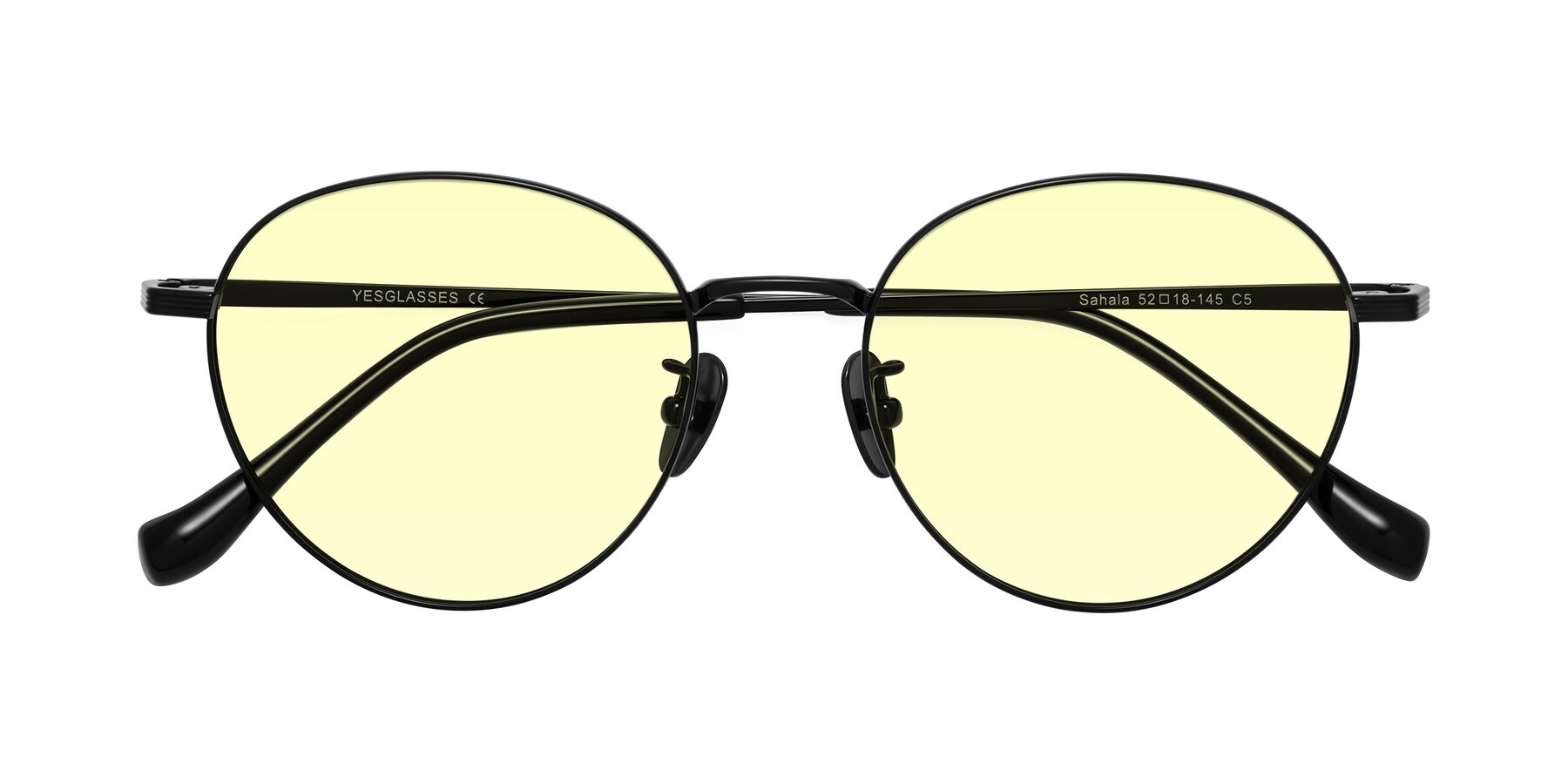 Folded Front of Sahala in Black with Light Yellow Tinted Lenses