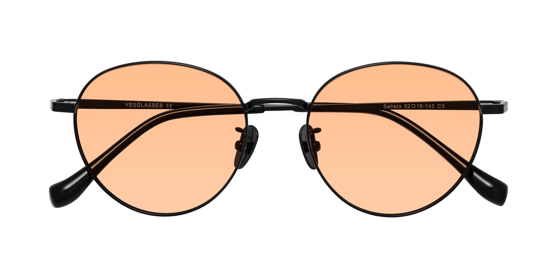 Folded Front of Sahala in Black with Light Orange Tinted Lenses