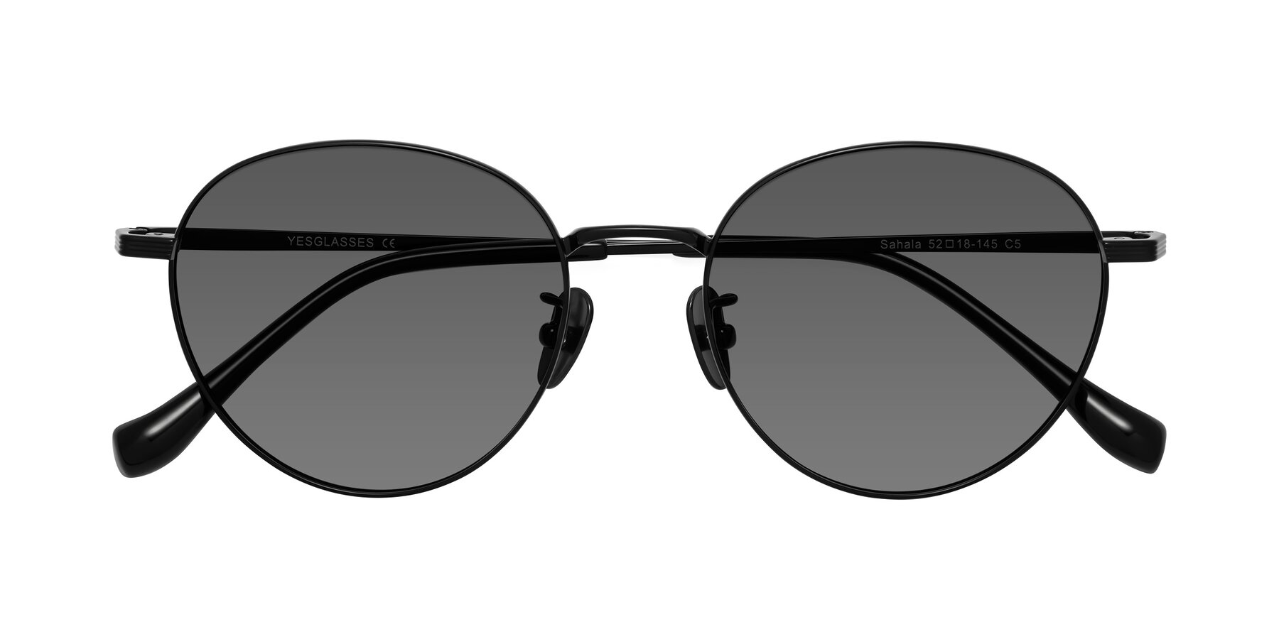 Folded Front of Sahala in Black with Medium Gray Tinted Lenses