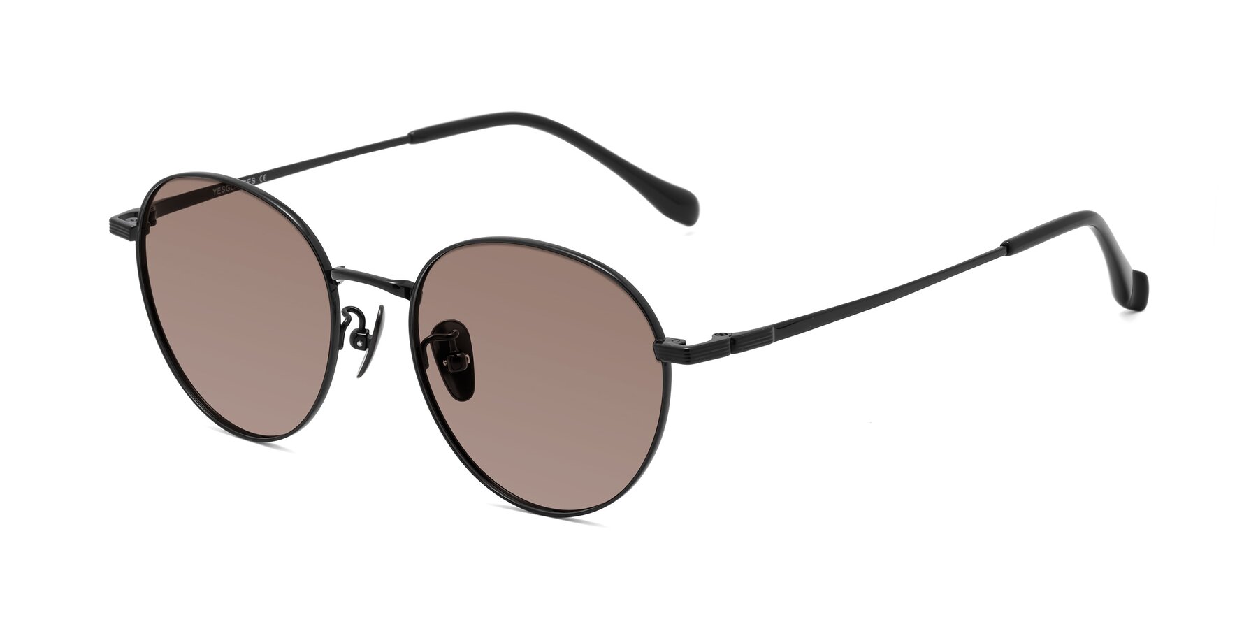 Angle of Sahala in Black with Medium Brown Tinted Lenses