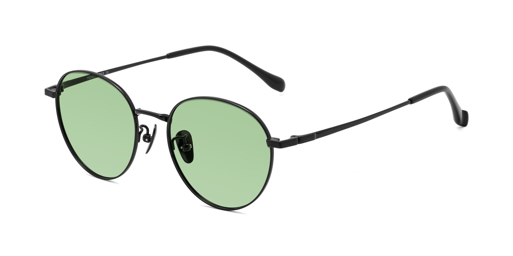 Angle of Sahala in Black with Medium Green Tinted Lenses