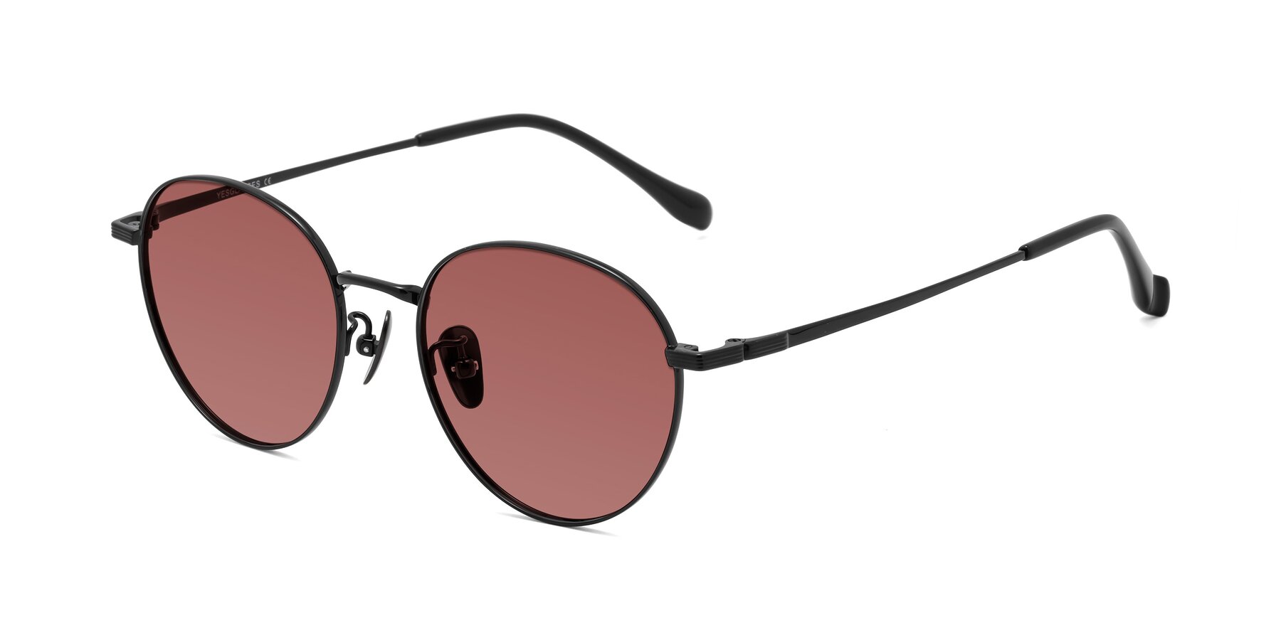 Angle of Sahala in Black with Garnet Tinted Lenses