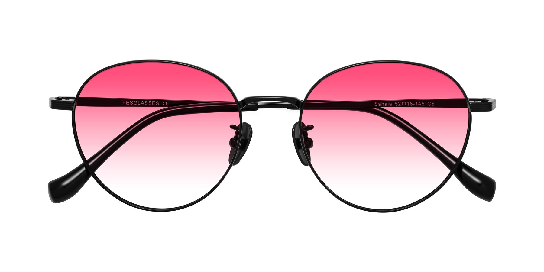 Folded Front of Sahala in Black with Pink Gradient Lenses