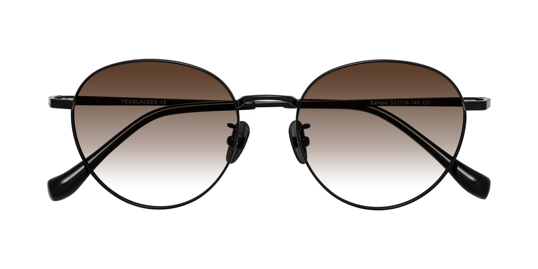 Folded Front of Sahala in Black with Brown Gradient Lenses