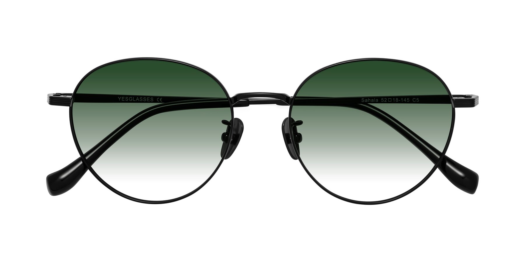 Folded Front of Sahala in Black with Green Gradient Lenses