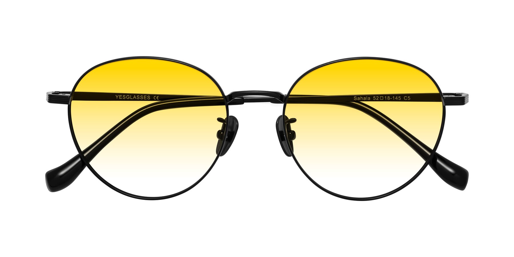 Folded Front of Sahala in Black with Yellow Gradient Lenses