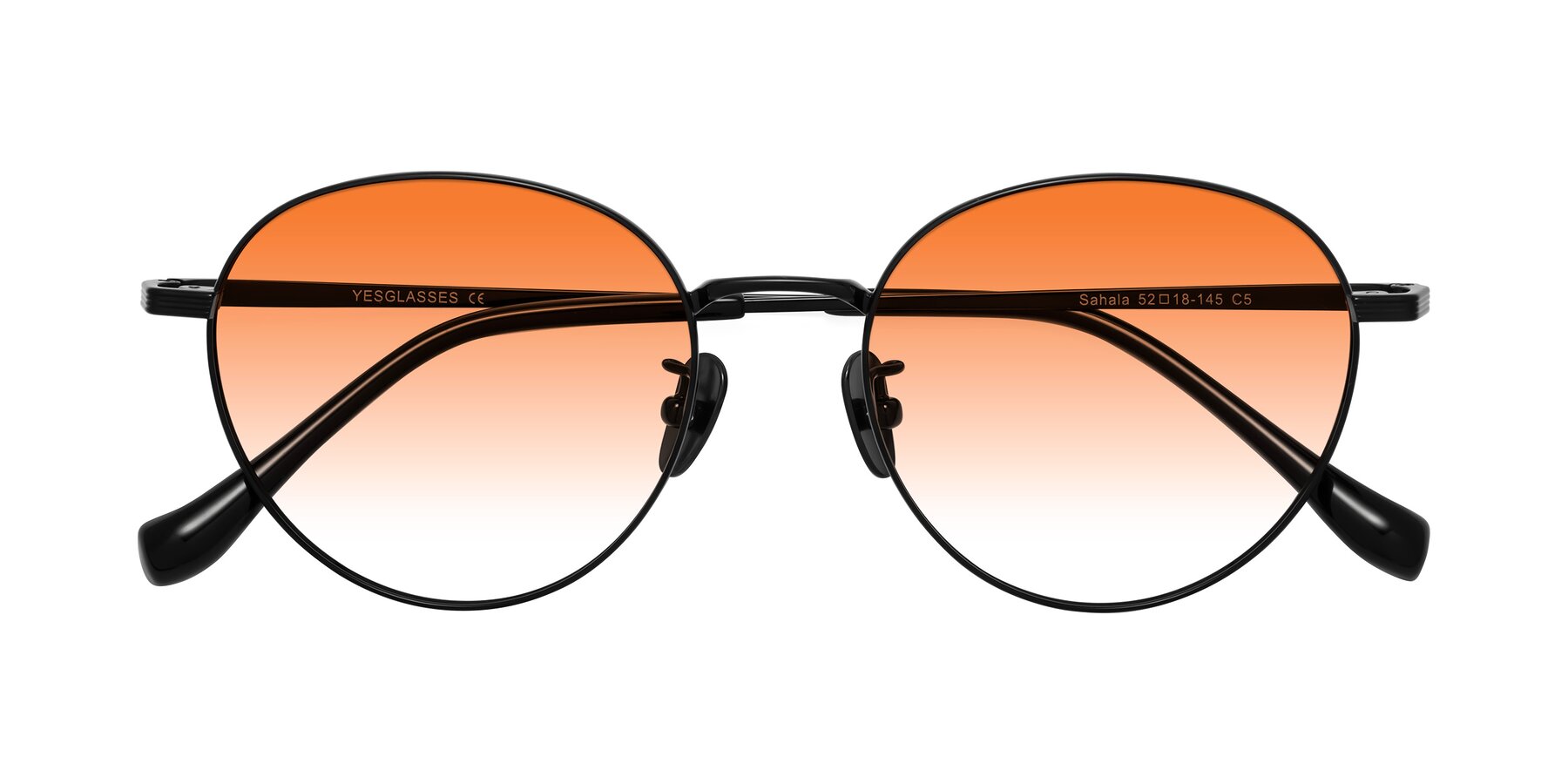 Folded Front of Sahala in Black with Orange Gradient Lenses