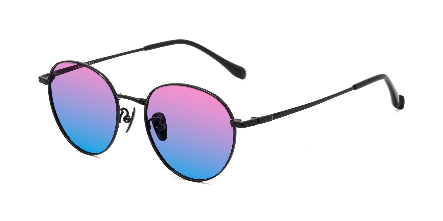 Angle of Sahala in Black with Pink / Blue Gradient Lenses