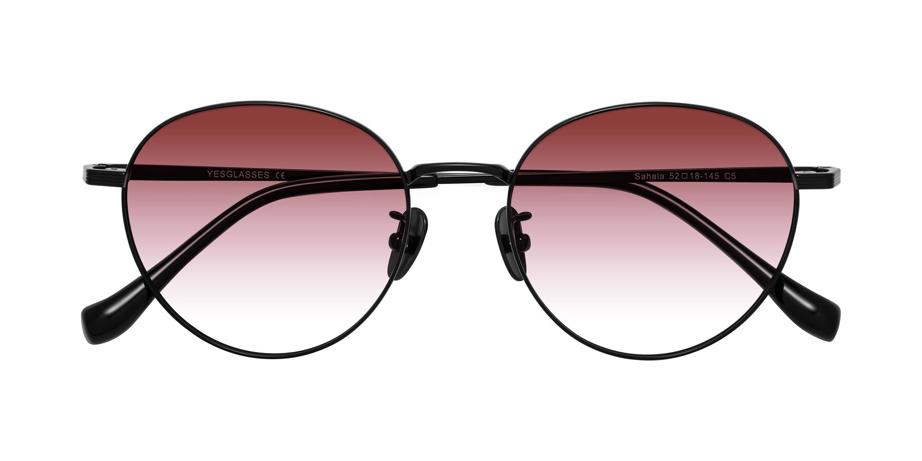 Folded Front of Sahala in Black with Garnet Gradient Lenses