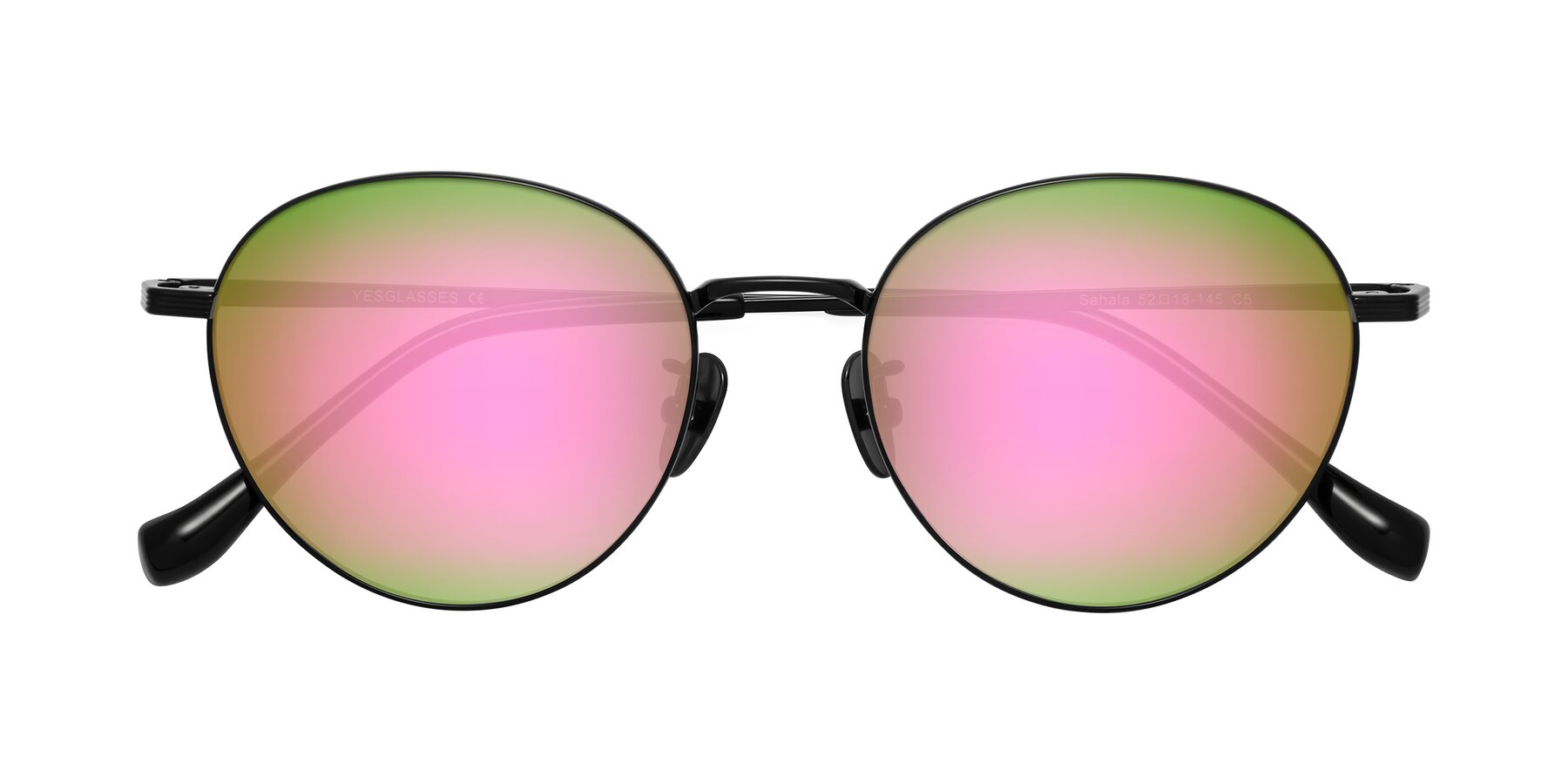 Folded Front of Sahala in Black with Pink Mirrored Lenses