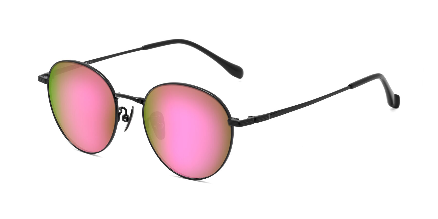 Angle of Sahala in Black with Pink Mirrored Lenses