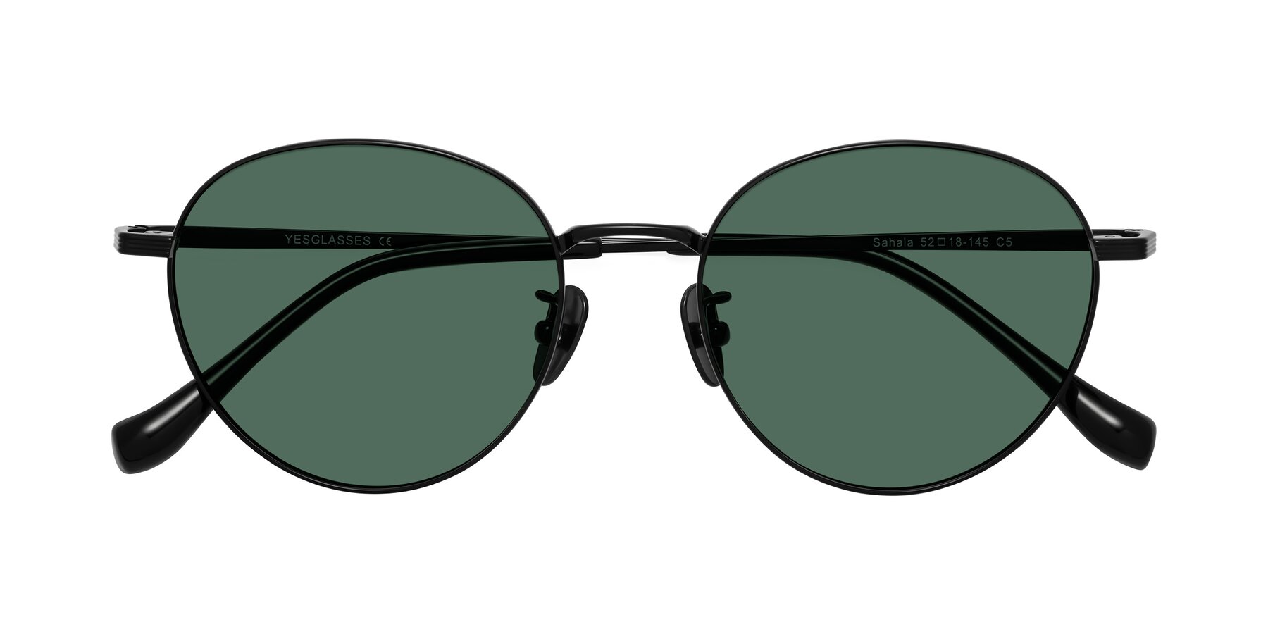 Folded Front of Sahala in Black with Green Polarized Lenses