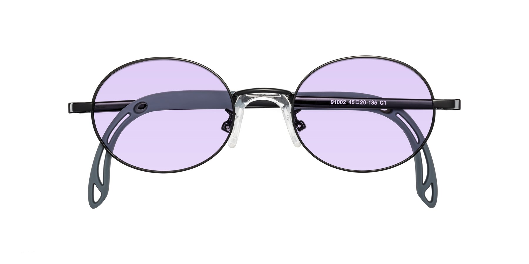 Folded Front of Pesci in Ninja Black with Light Purple Tinted Lenses