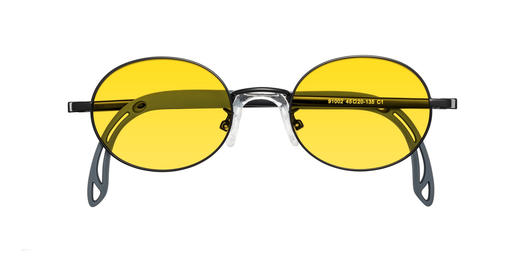 Folded Front of Pesci in Ninja Black with Yellow Tinted Lenses