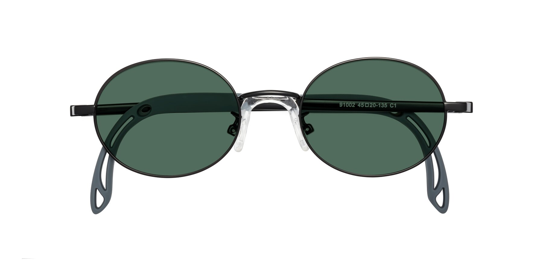 Folded Front of Pesci in Ninja Black with Green Polarized Lenses