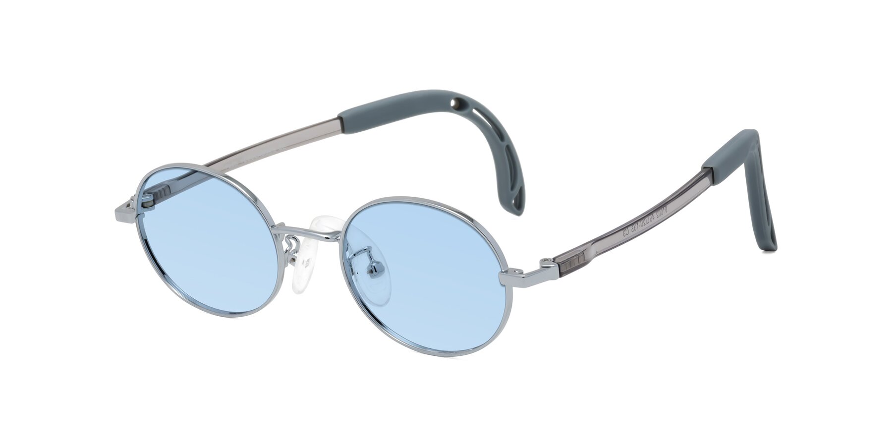 Angle of Pesci in Knight Silver with Light Blue Tinted Lenses