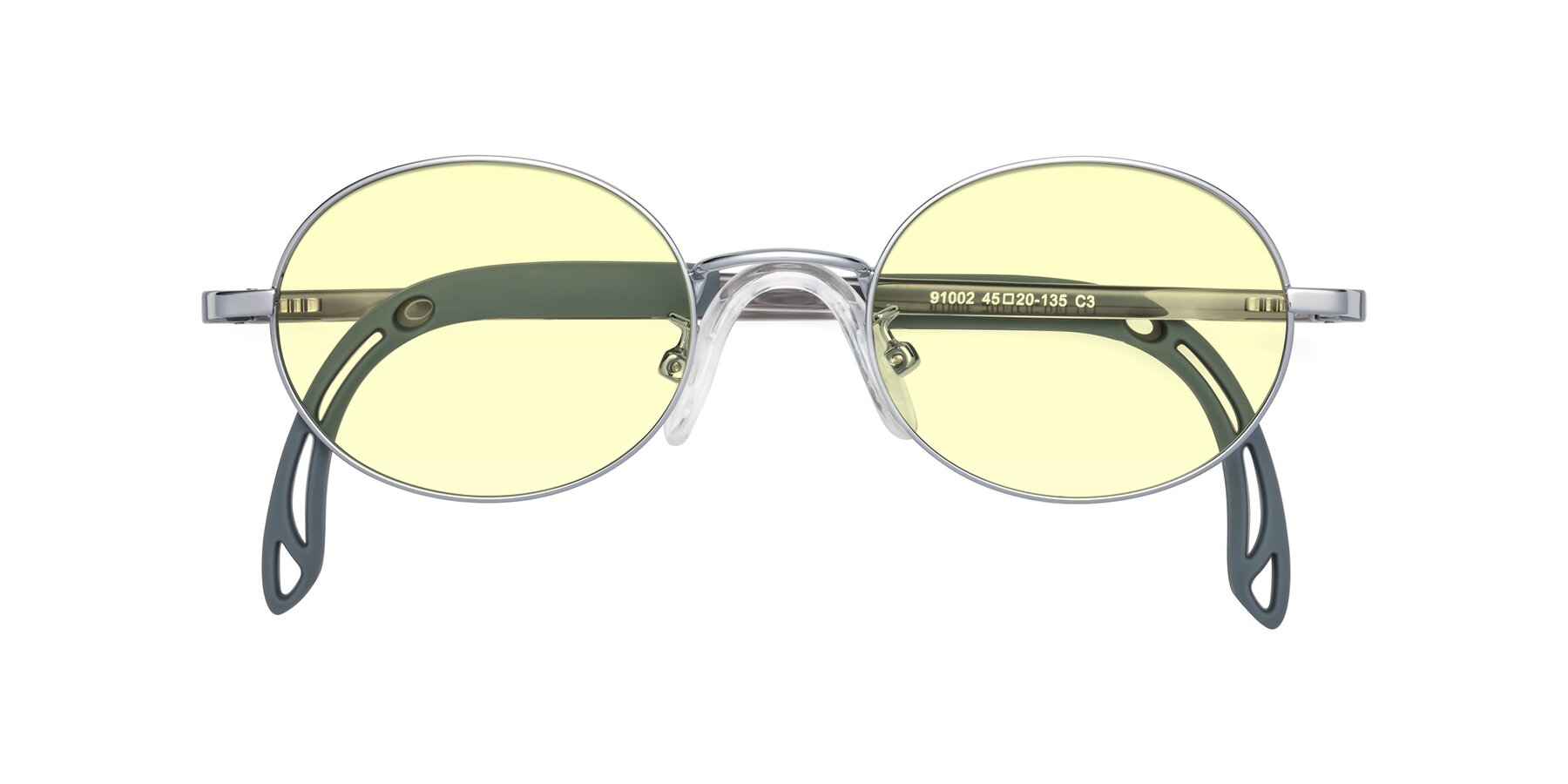 Folded Front of Pesci in Knight Silver with Light Yellow Tinted Lenses