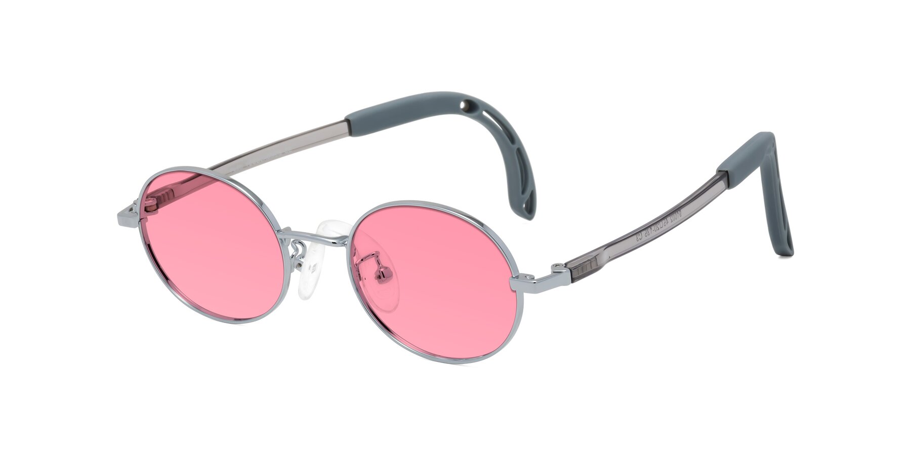 Angle of Pesci in Knight Silver with Pink Tinted Lenses