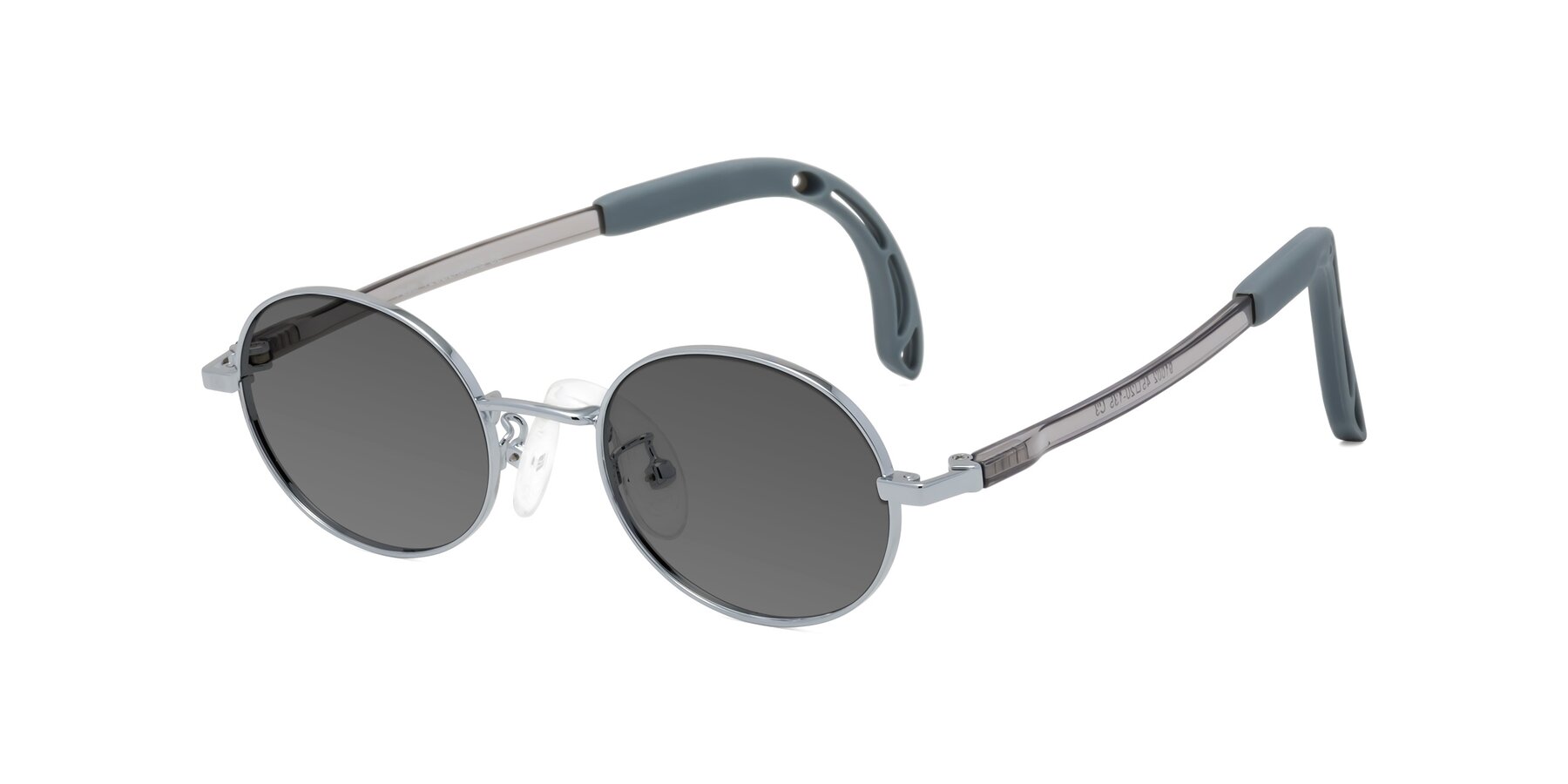 Angle of Pesci in Knight Silver with Medium Gray Tinted Lenses