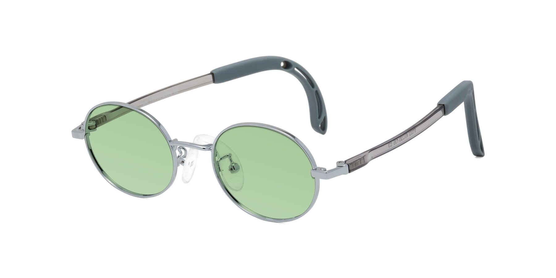 Angle of Pesci in Knight Silver with Medium Green Tinted Lenses