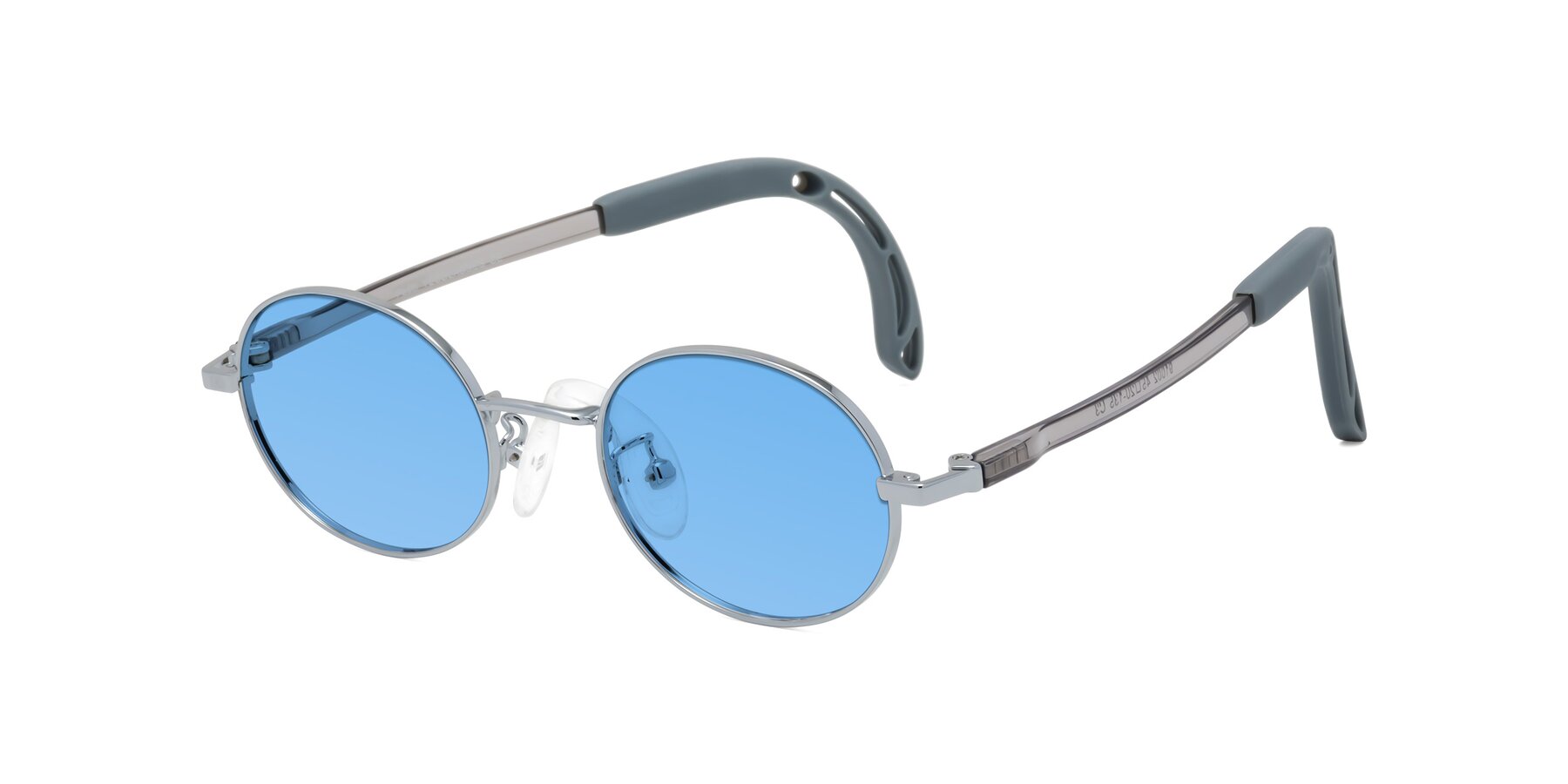 Angle of Pesci in Knight Silver with Medium Blue Tinted Lenses