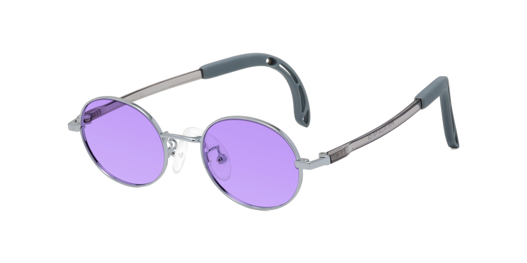 Angle of Pesci in Knight Silver with Medium Purple Tinted Lenses