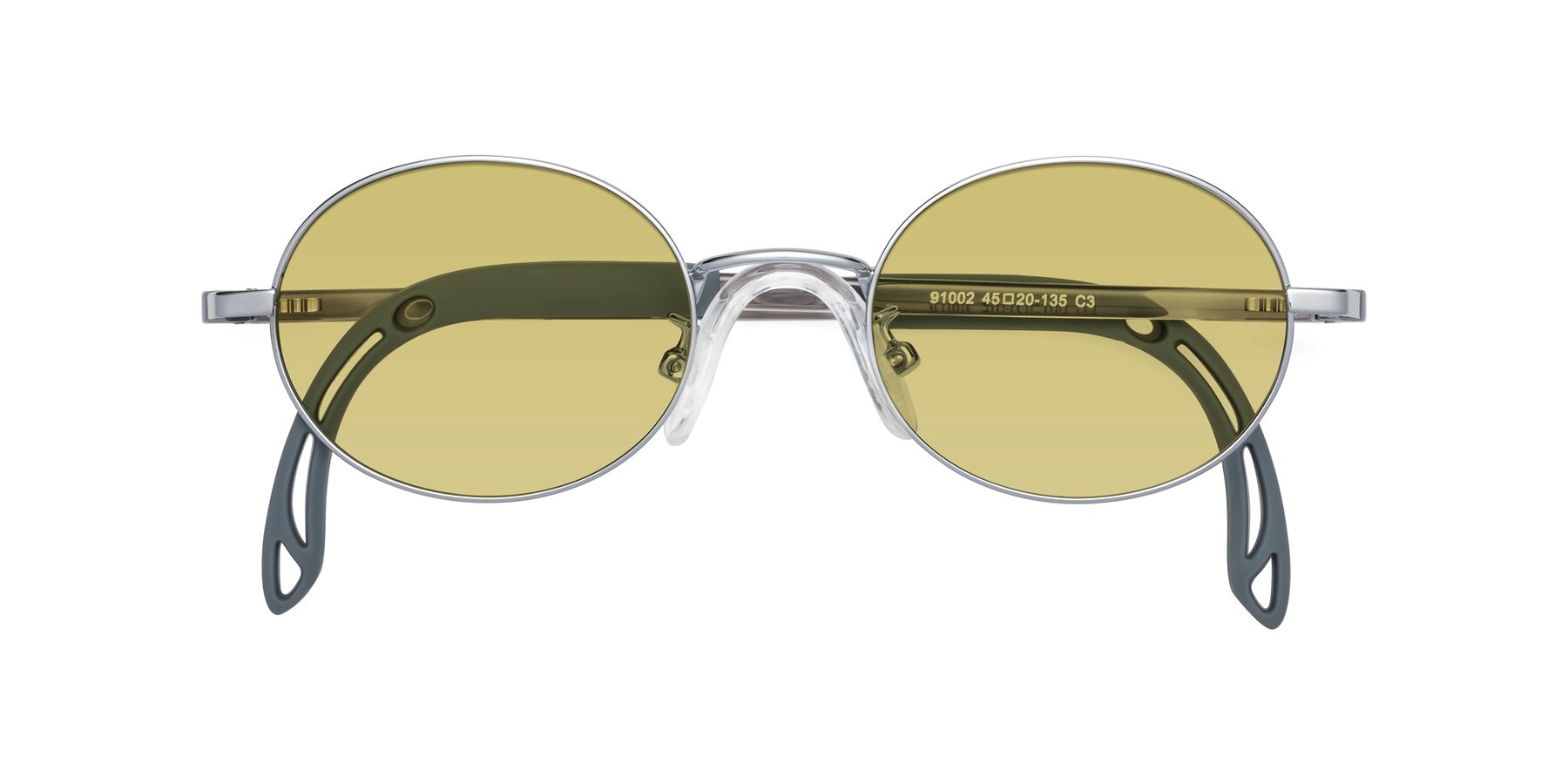 Folded Front of Pesci in Knight Silver with Medium Champagne Tinted Lenses