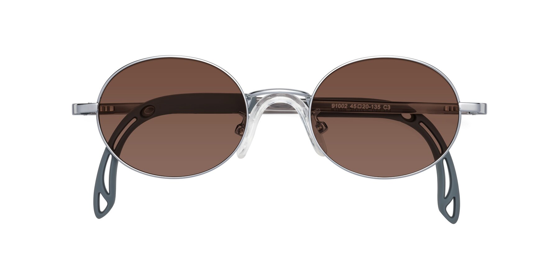 Folded Front of Pesci in Knight Silver with Brown Tinted Lenses