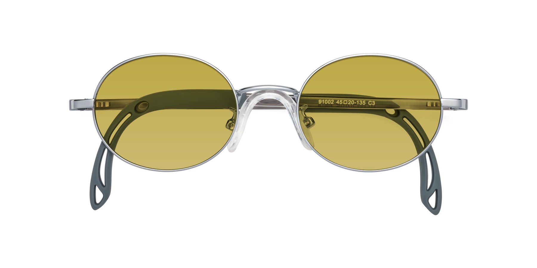 Folded Front of Pesci in Knight Silver with Champagne Tinted Lenses