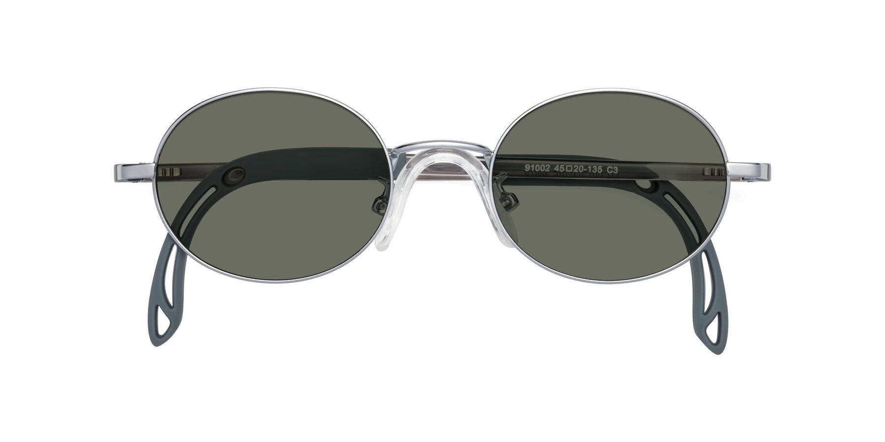 Folded Front of Pesci in Knight Silver with Gray Polarized Lenses