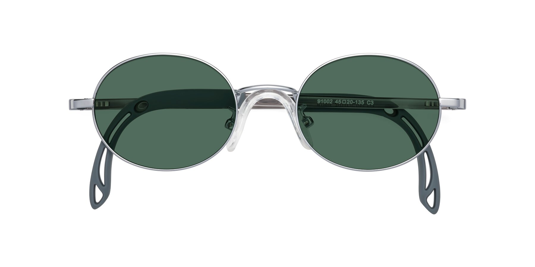 Folded Front of Pesci in Knight Silver with Green Polarized Lenses