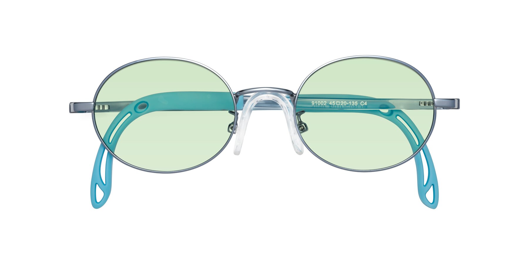 Folded Front of Pesci in Pilot Blue with Light Green Tinted Lenses