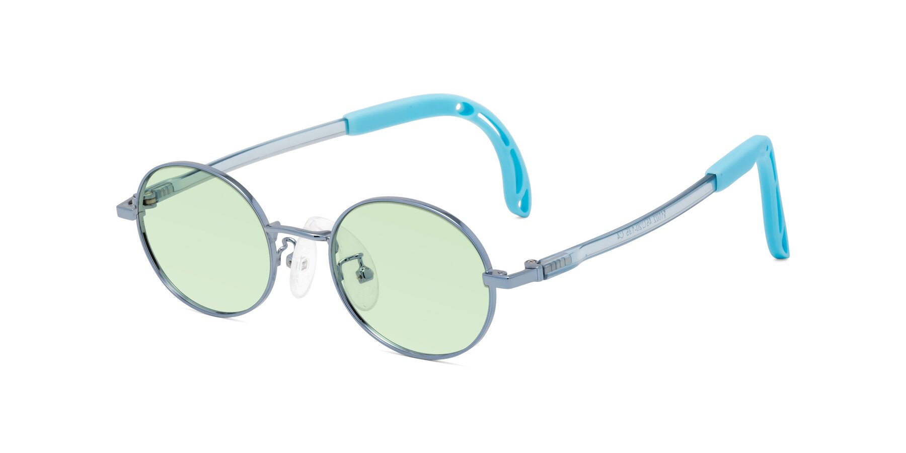 Angle of Pesci in Pilot Blue with Light Green Tinted Lenses