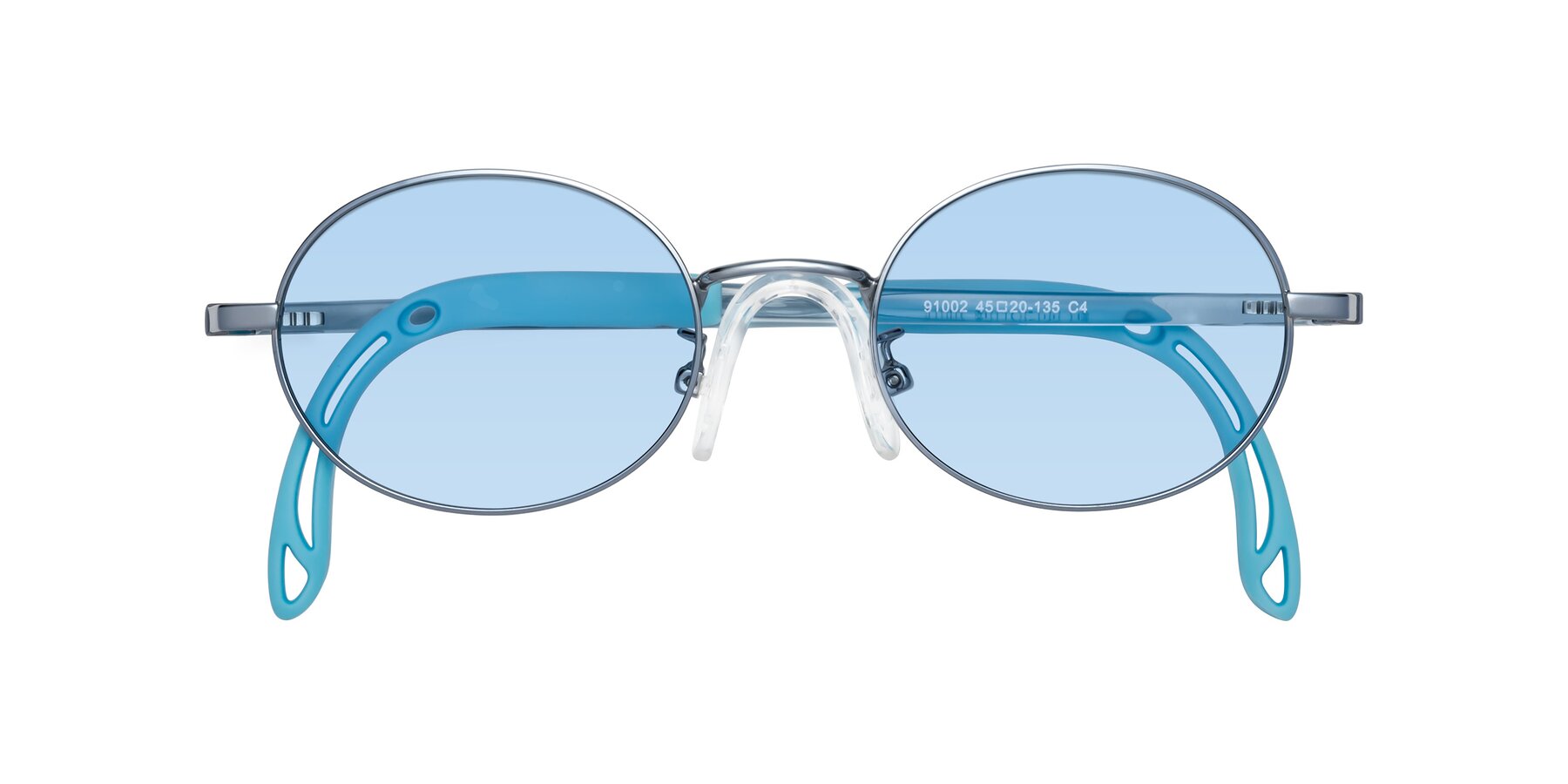 Folded Front of Pesci in Pilot Blue with Light Blue Tinted Lenses