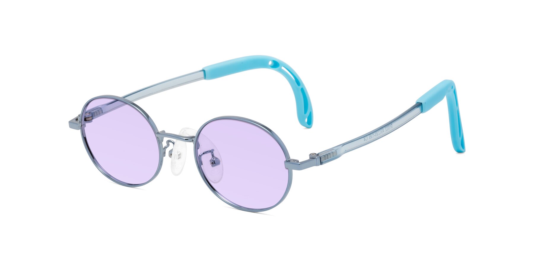 Angle of Pesci in Pilot Blue with Light Purple Tinted Lenses