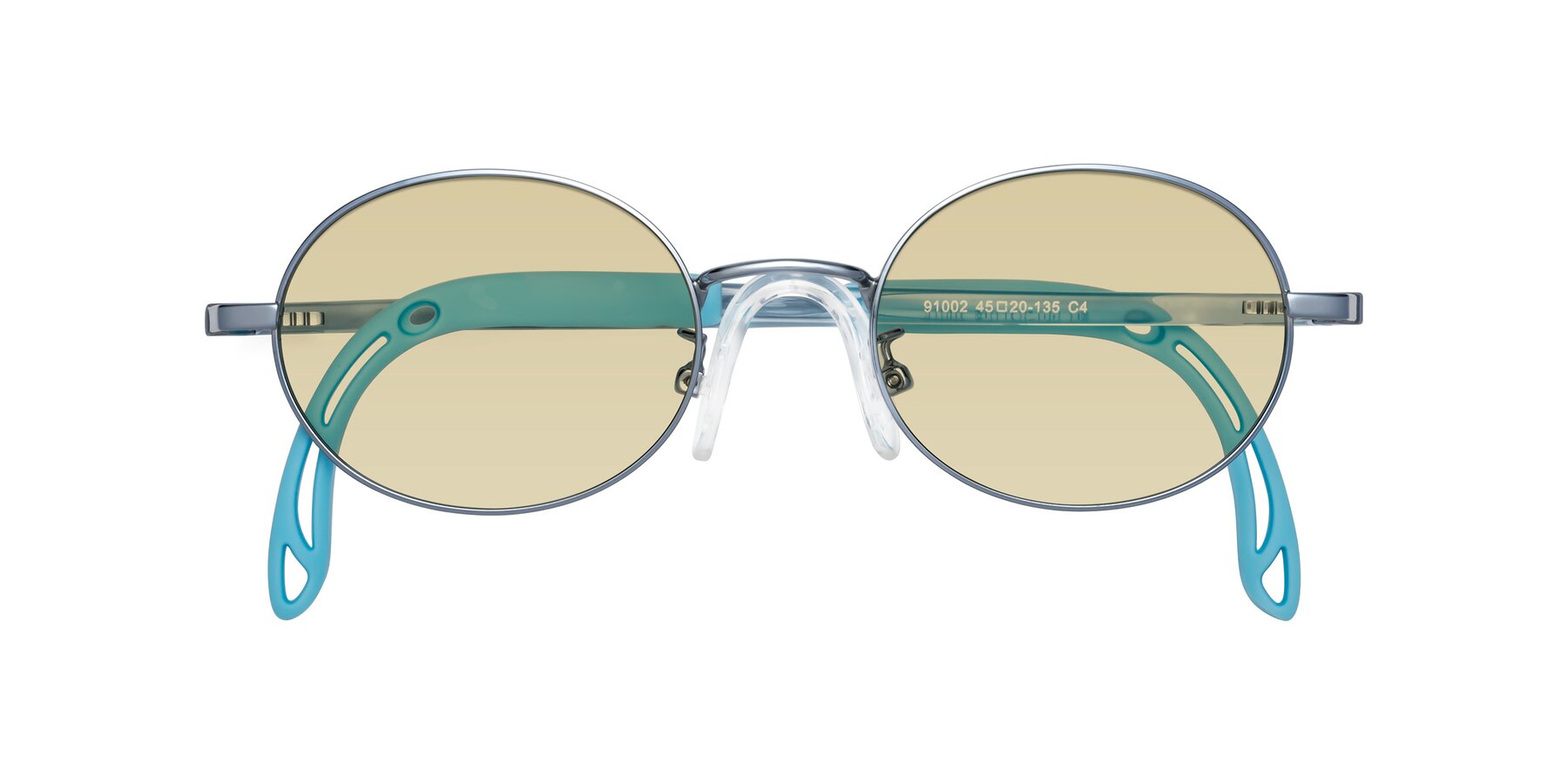 Folded Front of Pesci in Pilot Blue with Light Champagne Tinted Lenses