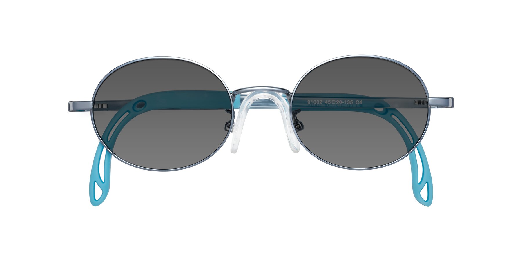 Folded Front of Pesci in Pilot Blue with Medium Gray Tinted Lenses