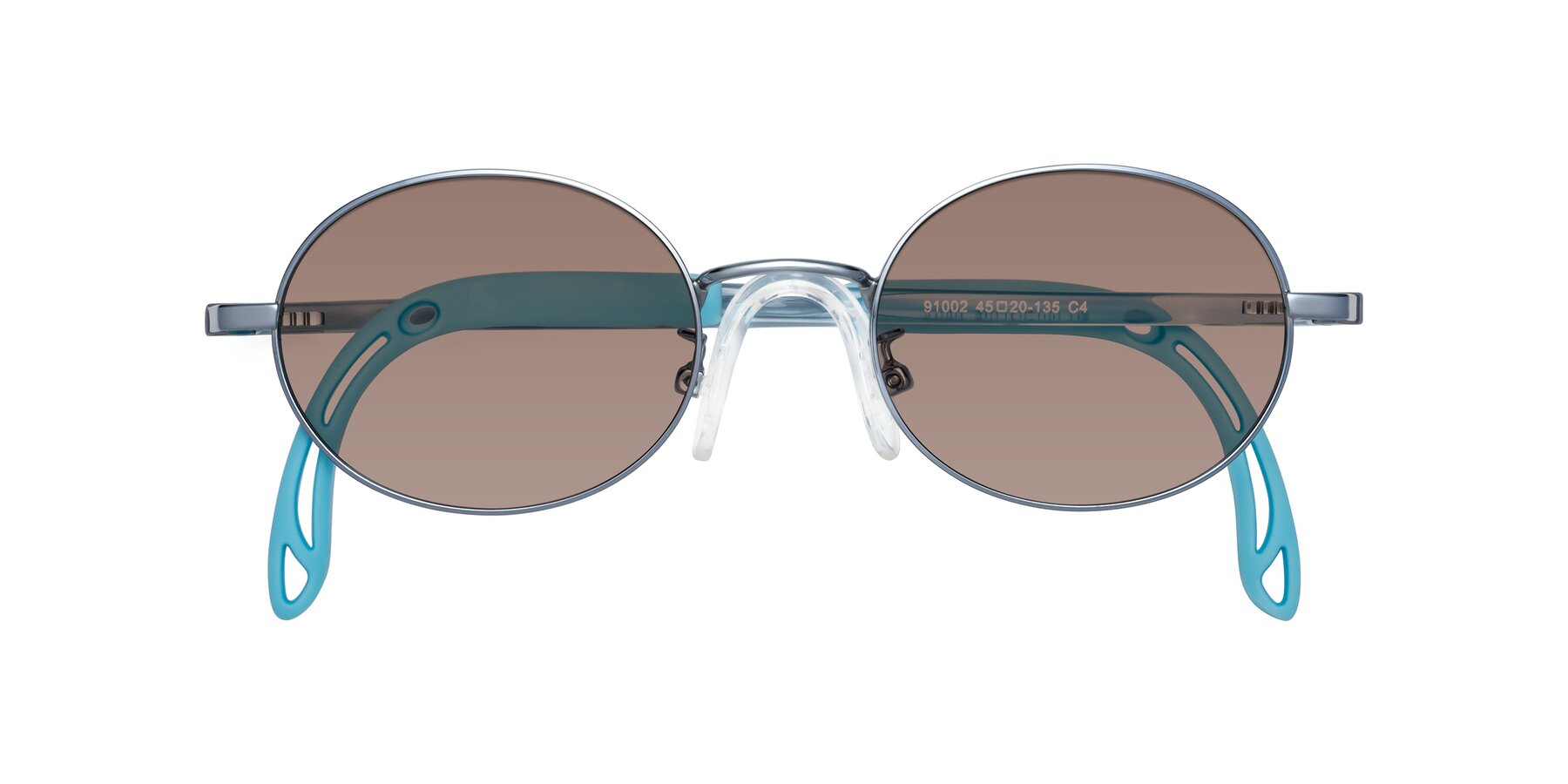 Folded Front of Pesci in Pilot Blue with Medium Brown Tinted Lenses