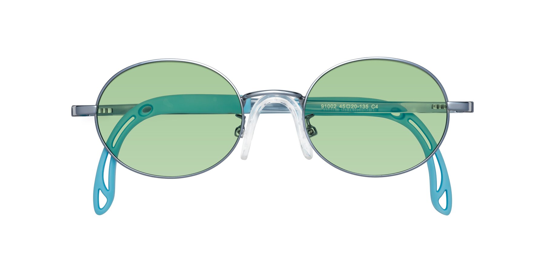 Folded Front of Pesci in Pilot Blue with Medium Green Tinted Lenses