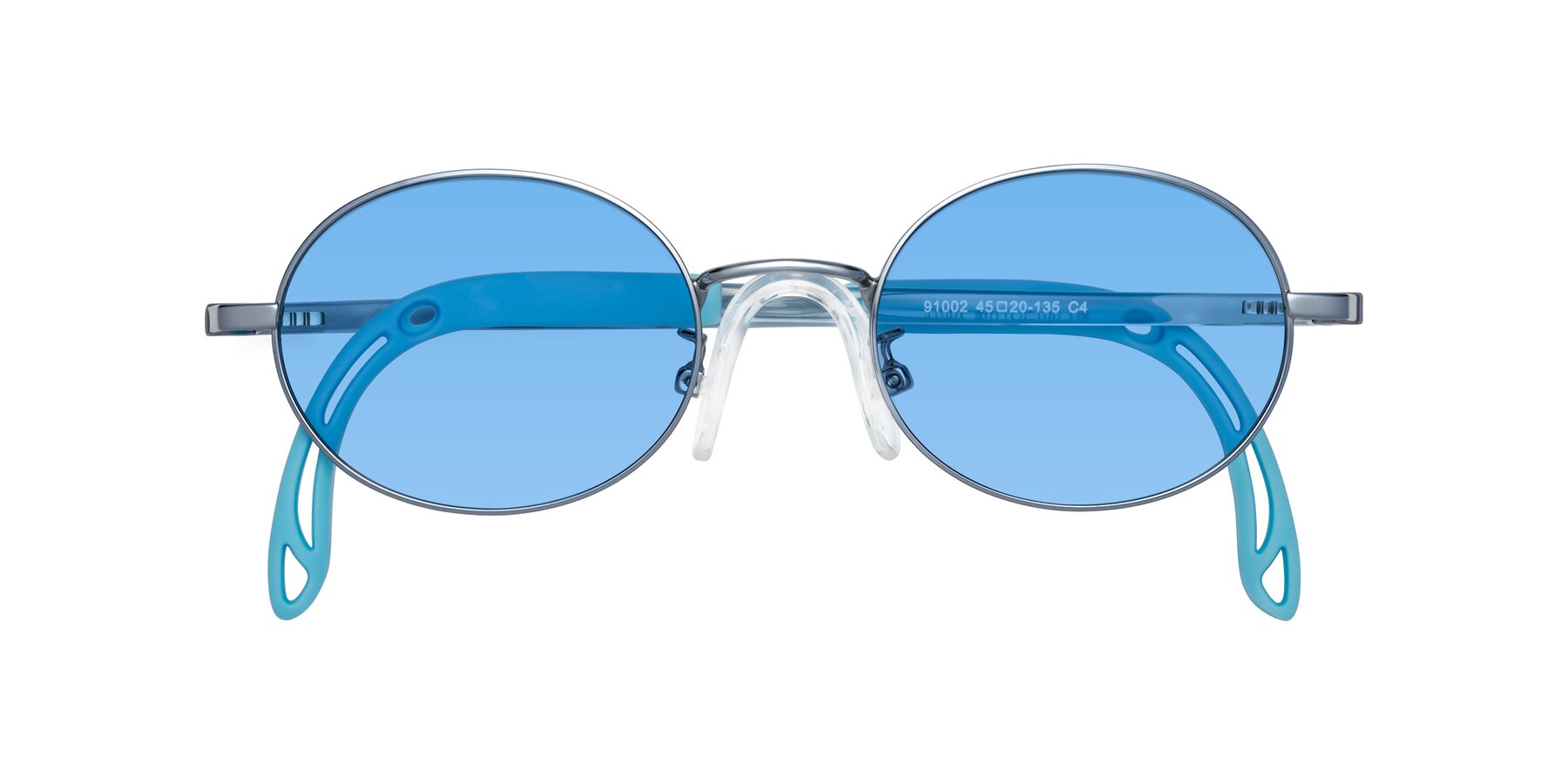 Folded Front of Pesci in Pilot Blue with Medium Blue Tinted Lenses