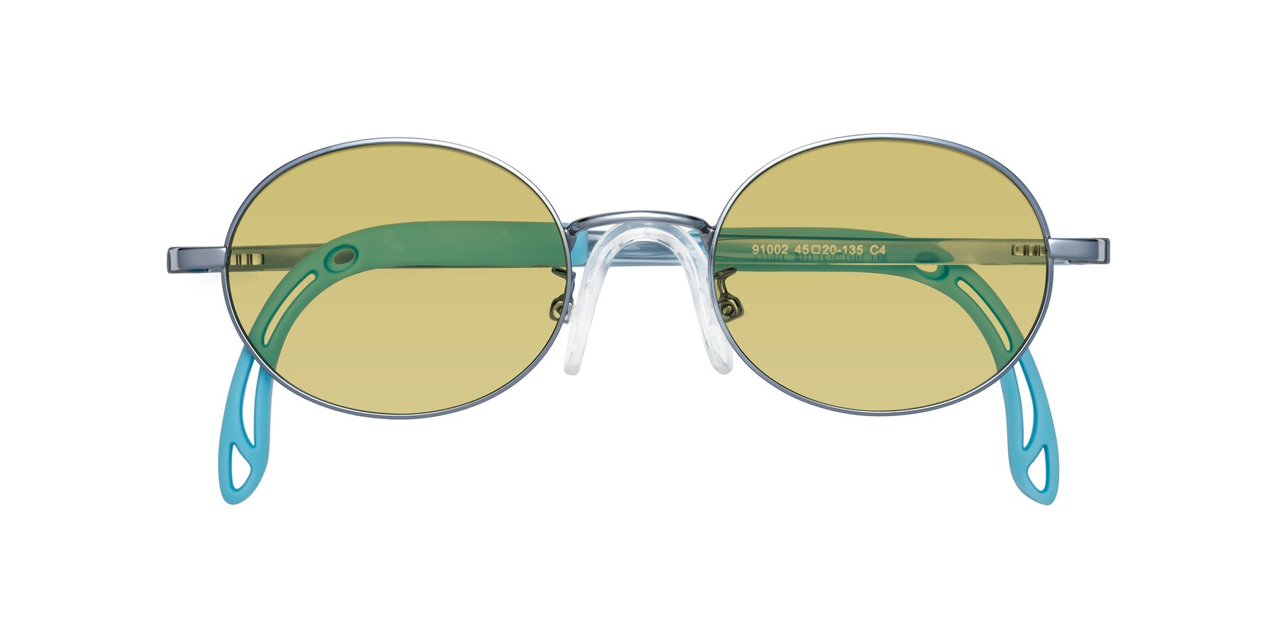 Folded Front of Pesci in Pilot Blue with Medium Champagne Tinted Lenses