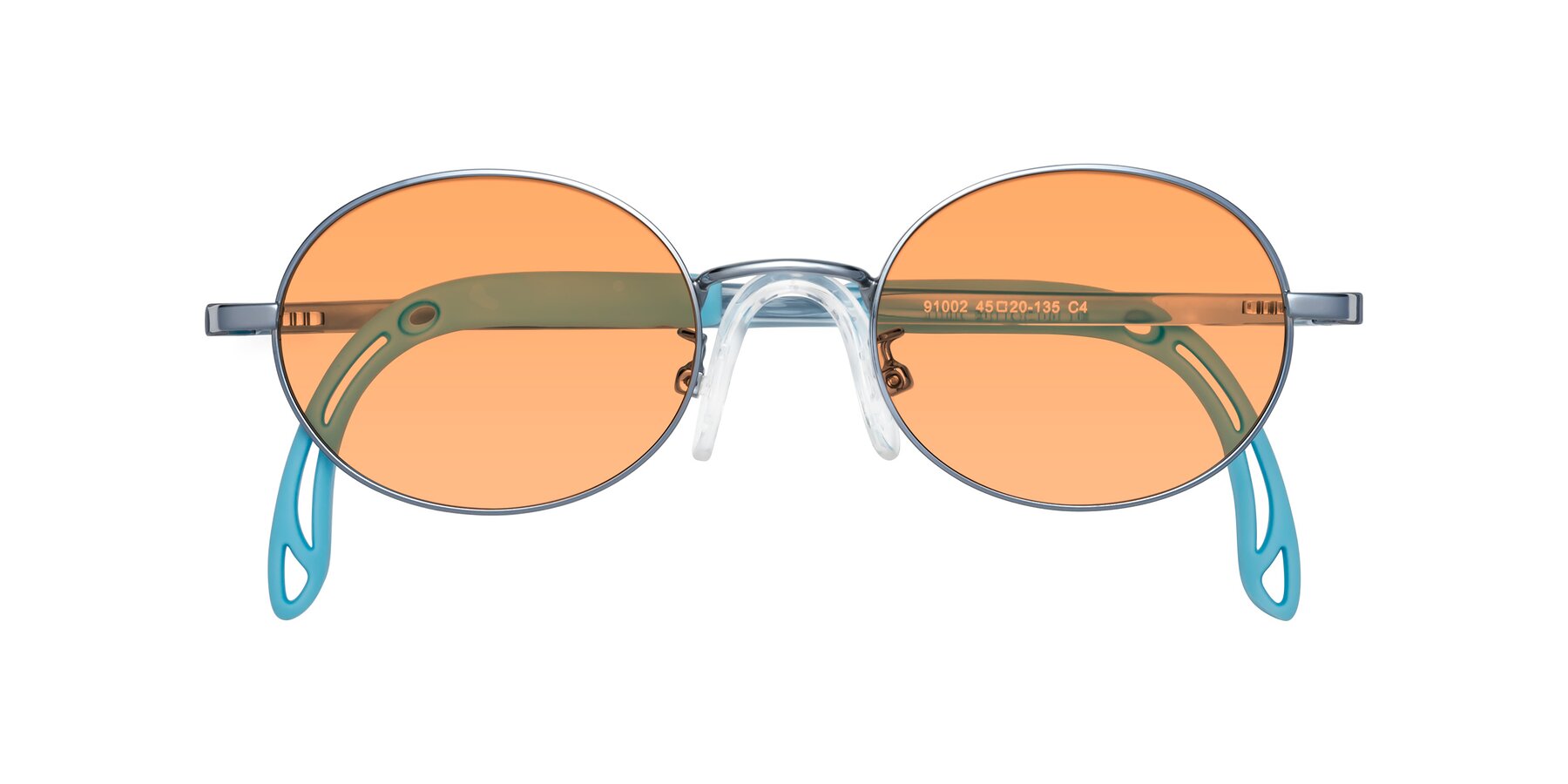 Folded Front of Pesci in Pilot Blue with Medium Orange Tinted Lenses