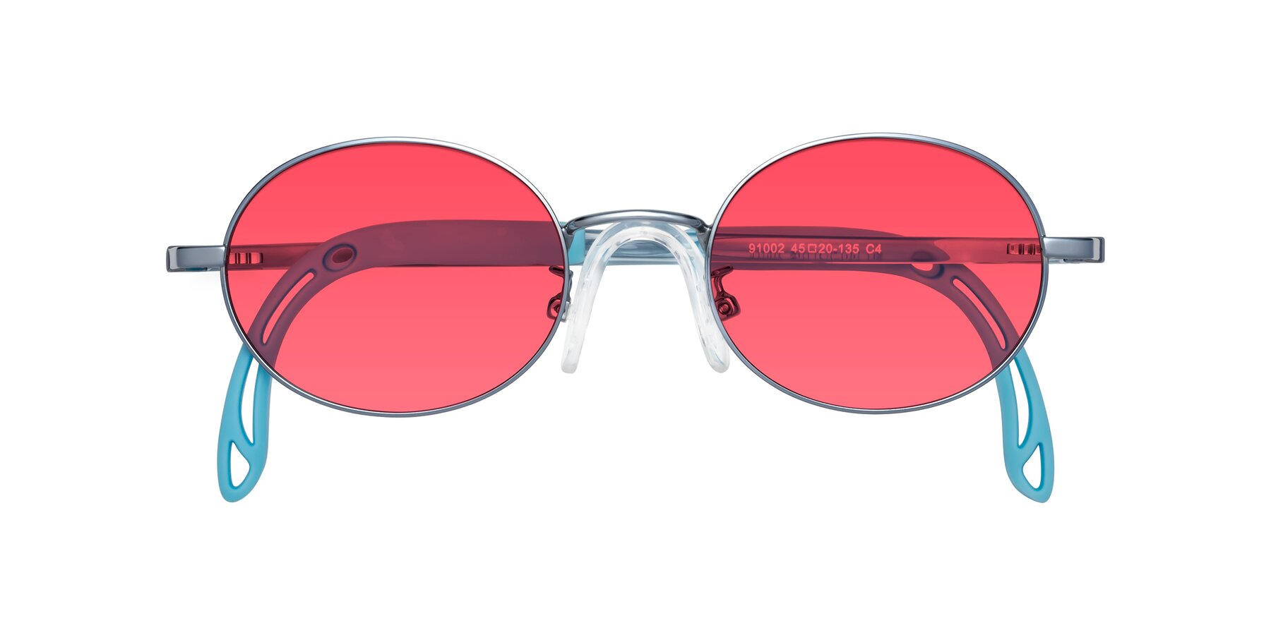 Folded Front of Pesci in Pilot Blue with Red Tinted Lenses