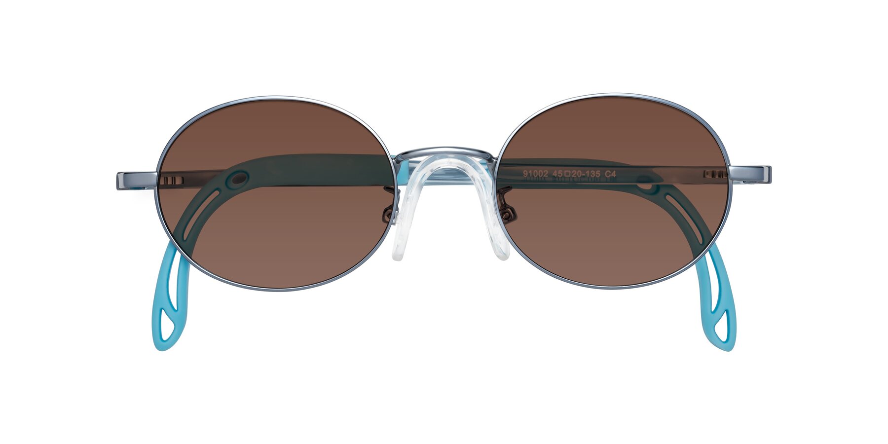 Folded Front of Pesci in Pilot Blue with Brown Tinted Lenses