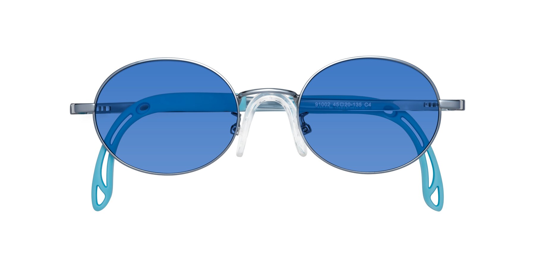 Folded Front of Pesci in Pilot Blue with Blue Tinted Lenses