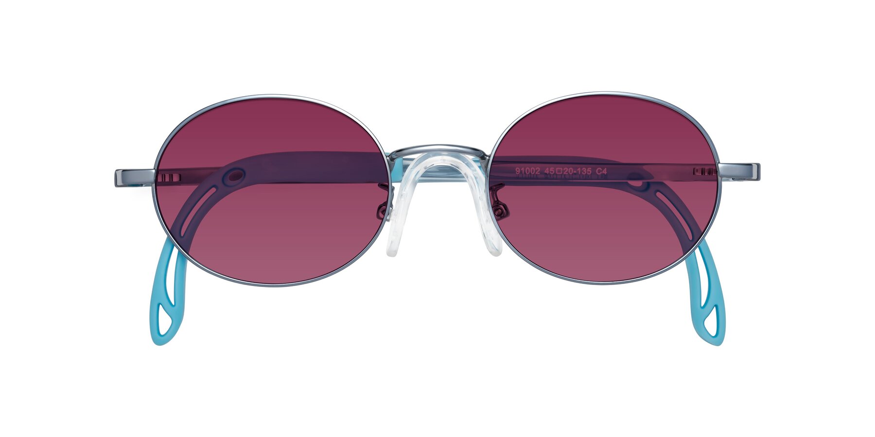 Folded Front of Pesci in Pilot Blue with Wine Tinted Lenses