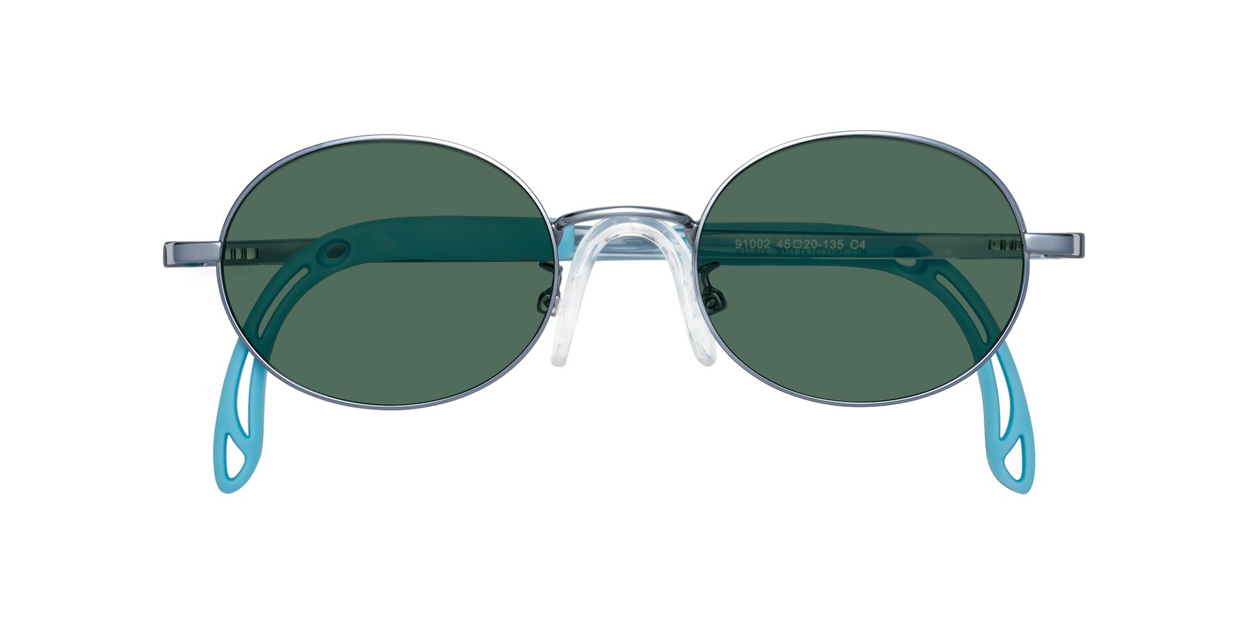 Folded Front of Pesci in Pilot Blue with Green Polarized Lenses