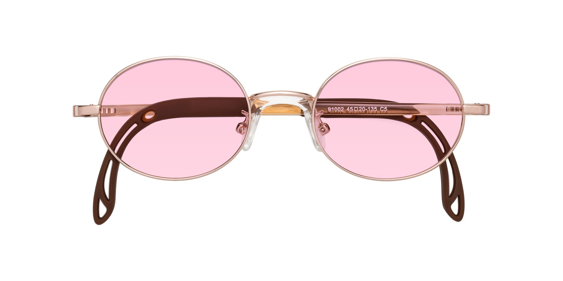 Folded Front of Pesci in Professor Gold with Light Pink Tinted Lenses