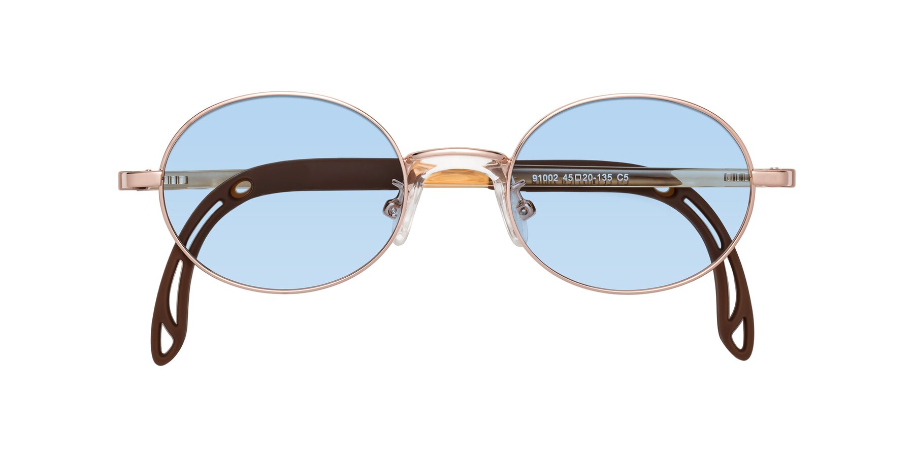 Folded Front of Pesci in Professor Gold with Light Blue Tinted Lenses