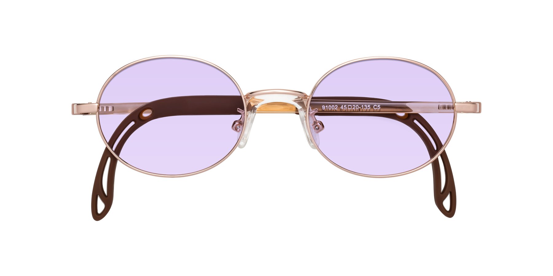 Folded Front of Pesci in Professor Gold with Light Purple Tinted Lenses